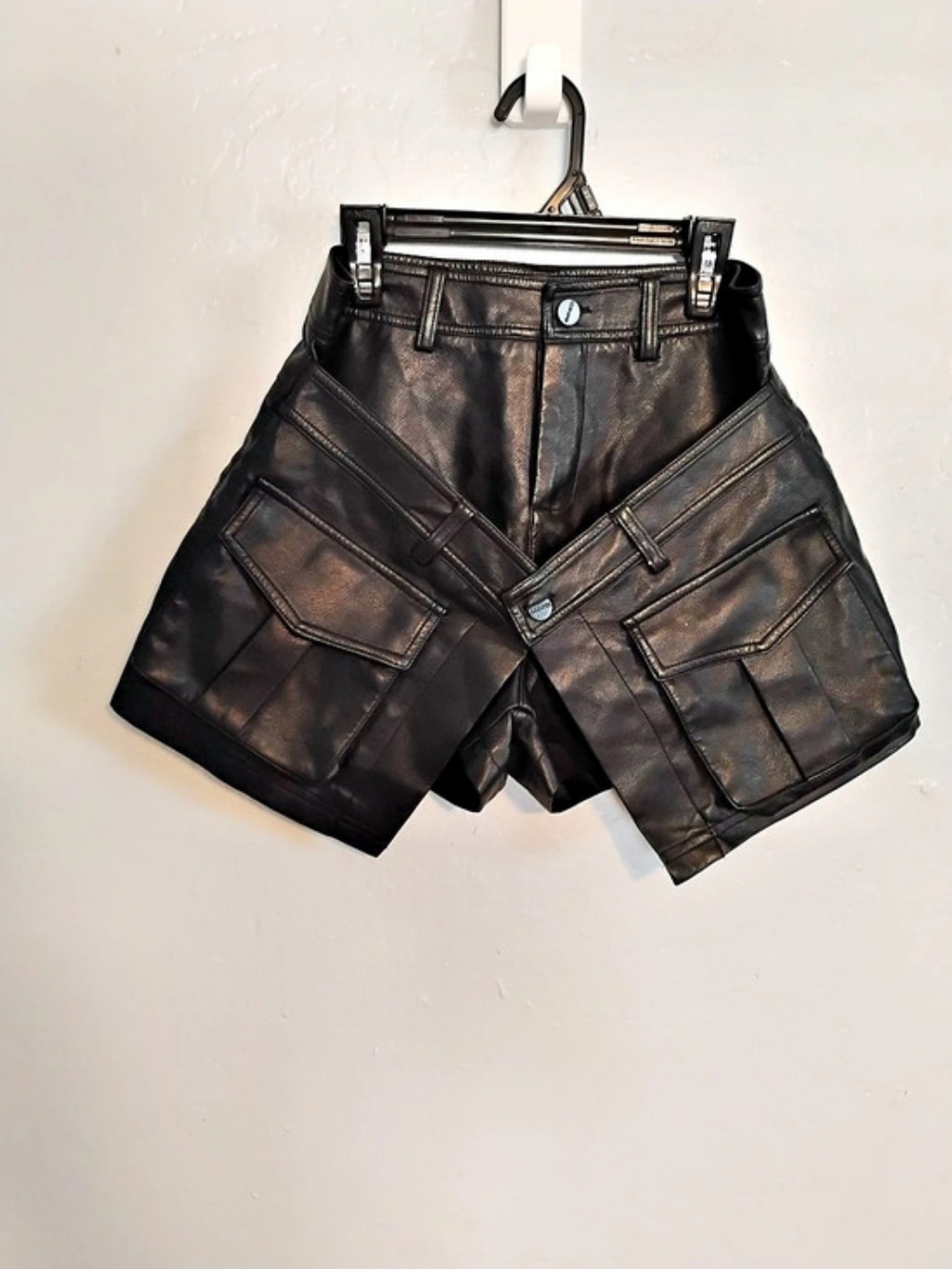 Charming Bunny Faux Leather Cargo Shorts Size Medium Like New